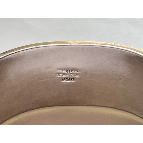Sterling Silver Elephant Cuff Bracelet with Brass Trim - Two Tone - Picture 5 of 16